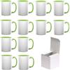 AL PRODUCTION Set Tazze per Sublimazione in Ceramica Bianca 330ml - Tazza Mug di Categoria AAA inclusa di Scatola per Gadget e Personalizzazioni - Made in Italy (Verde Chiaro, 12 Unità)