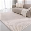 Interiyou Tappeto salotto pelo corto Cannes - 200x300 cm Crema - Stile boho scandinavo con effetto 3D alto-basso - Piatto con motivo geometrico