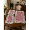 Corredocasa Tris Centrini Realizzato in Elegante Velluto con Pizzo in Organza Made in Italy Runner Centri per Tutti gli Ambienti Casa Manifattura Italiana Disponibile in Diverse Colorazioni (Rosa)