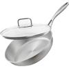SILBERTHAL Padella acciaio inox 28 cm con coperchio in vetro - Induzione gas e forno 400ºC - Senza rivestimento 18/10 - Triplo fondo