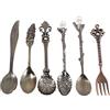 Tyenaza Set Di Cucchiai E Forchette Per Caffè In Stile Regale Vintage - 6 Pezzi/Kit Di Accessori Per Caffè, Con Intagli E Dettagli In Metallo Dorato Antico