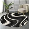 GDJSMIN Tappeto Salotto Pelo Corto,Tappeto Cucina Antiscivolo Lavabile,Nero Tappetos Rotondo Per Camera Da Letto,Ingresso Interno,Soggiorno,Design A Motivo Ondulato,80Cm