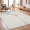 the carpetElisa - Tappeto moderno per soggiorno, design geometrico, alta densità e tatto morbido, colore crema, 80 x 150 cm