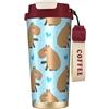 YXDVPALNE Capibara carino,Tazza da caffè in acciaio inossidabile 316 con cordino, bicchiere termico da viaggio per auto, 500 ml