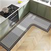 Hixingo Tappeto Cucina in Diatomite, Forma a L Passatoia Cucina Antiscivolo Lavabile Tappeti da Cucina, Tappeto da Cucina Tappeto da Bagno Tappetino per Doccia (Grigio,100x150x35cm)