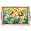 Lebartm Vassoio fai da te con diamanti per pittura a mosaico, design creativo con girasole, vassoio in legno fatto a mano, kit per realizzare mosaico in base ai numeri, per caffè, soggiorno, organizer