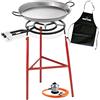 Bricolemar - Set paellera 500 mm + Kit (Paellera 60 cm + supporto rinforzato + regolatore di gas + tubo omologato + grembiule nero) (Set Paellera 500mm + Kit Bricolemar)