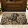 Generic Zerbino di benvenuto con bassotto, design floreale vintage, per interni ed esterni, decorazione per ingresso, antiscivolo, antipolvere, facile da pulire, 73 x 43 cm