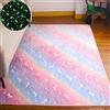 Skeiyo Tappeto che si illumina al buio e luminoso, per camera da letto e soggiorno, tappeto elastico a pelo basso, colorato, rosa, unicorno arcobaleno, 100 x 160 cm