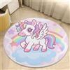 PEIHUODAN Unicorno Arcobaleno Scarabocchio Tappeto Rotondo Per Cameretta Delle Bambine, Morbidi Tappeti Adatti Per Soggiorno, Camera Da Letto, Sala Giochi Per Bambini, Antiscivolo (Rosa-Viola,140 cm)