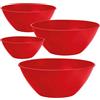 Generico Set 4 Ciotole Insalatiera in Plastica, 20cm 24cm 28cm 32cm, Design Minimal e Resistente, Ideale per Insalata, Zuppiera e Cucina, Bacinella Plastica Pratica per Ogni Esigenza (Rosso)