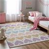 the carpet Beat Kids Tappeto moderno e morbido per bambini, a pelo soffice, facile da pulire e resistente ai colori, Cuore multicolore, 80 x 150 cm