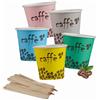 DETERMONDO Bicchierini da Caffè con Palette in Legno, 1000 + 1000 Pezzi, Usa e Getta Biodegradabili 75 ml, Tazzine Caffè Espresso Monouso Compostabili Ecologiche in Carta, Resistenti, Ideali per Bar e Uffici