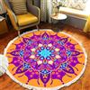 Tomifine Rotondo Tappeto con Nappe Mandala Motivo Tappeti Tessuto Bohémien per Soggiorno, Camera da letto, Lavabile (120 cm,Rosso Blu)