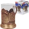 Olymp Porta bicchiere da tè con stemma della Russia Bronzo (con bicchiere da tè 200 ml)