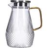 Mikinona Brocca in Vetro Coperchio Ermetico, Manico e 1500ml per Bevande Fredde | Acciaio Inox e Vetro, Apertura Ampia, Manico Confortevole, Coperchio Incluso, per Tavola e Cucina
