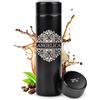 Maverton Thermos per Tè e Caffè - 450 ml - incisione personalizzata - acciaio inossidabile - 100% a prova di perdite - indicatore di temperatura - regalo Donna - art decò