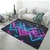 Xisnuient Tappeto Geometrico 3D Con Linee Al Neon Per Gaming, Ragazzi E Ragazze Adolescenti Tappeto Decorativo Camera Da Letto, Morbido Flanella Antiscivolo Soggiorno Sala E-sport (Colore 4,140x200cm)