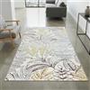 CARPETIA Tappeto a pelo corto per ingresso, corridoio, piccolo soggiorno, camera da letto, design a foglie con finitura lucida, moderno, resistente, crema 60 x 110 cm
