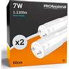 Eurocali 2x Tubi LED 60cm G13 T8 7W Professionale Super Efficienza Garanzia 5 Anni 1120 lumen - Luce Bianco Freddo 6400K - Fascio Luminoso 160° - Sostituzione Neon