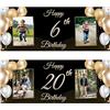 CUDIYST Striscione Buon Compleanno Personalizzato Decorazioni Compleanno Banner Lungo Oro Nero Personalizzata Per Qualsiasi Età - 100X250CM/120X300CM Banner Compleanno Festa