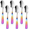 BISDARUN Set di 8 cucchiaini da caffè in acciaio inox gradiente arcobaleno, cucchiaini da dessert
