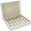 Brandani . Set 6 Cucchiaini Dolce Acciaio Inox Riccioli Fata Brandani 52418 con Scatola Regalo Manico Porcellana Decorata