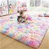 EMPVEX Tappeto di lusso per camera da letto, soffice arcobaleno rosa, tie-dye, tappeto per soggiorno, materiale a 3 strati, tappeto per cameretta dei bambini, rosa arcobaleno, 80 x 160 cm