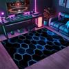 PEIHUODAN Tappeto Camera Da Letto Ragazzo Bambini, Gaming Pavimento Antiscivolo, Zone Game 3D, Stampa geometrica in stile neon, Decorative Accessori Stanza, Adatto Per Scrivania E Sedia (Colore 9,140x200cm)