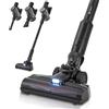 Juskys aspirapolvere a batteria 2-in-1 VC2101 con accessori - Cordless, portatile e senza sacchetto - Filtro HEPA, bocchette e supporto da parete - Nero