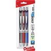 Pentel EnerGel RTX - Penna retrattile a gel liquido, (0,3 mm) punta ad ago, linea extra sottile, inchiostro assortito, confezione da 3 (BLN73BP3M)