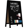 ALLboards Lavagna Nera da Gesso con Cavalletto 78x44 cm legno nero laccata, Struttura in Legno, Scrivibile con Gessetti e Pennarelli a Gesso, per Bar Ristoranti Locali