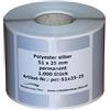 simhoa Etichette di tipo/poliestere - 51 X 25 mm - 1000 pezzi - Argento - Manicotto 25 mm