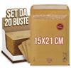 Generico Buste per Spedizioni Imbottite Piccole 15x21 cm - 20 Pacchetti Postali Vinted con Pluriball Antiurto - Sacchetti Carta Avana Autosigillanti per Spedire Oggetti, Gioielli, Cosmetici ed Elettronica