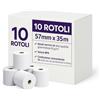 Generico Rotoli Carta Termica 57 mm x 35 m, 55 g/m², Senza BPA, Confezione da 10, Compatibili con POS, Registratori di Cassa, Lettori Carte e Stampanti Termiche, Ricevute, Scontrini, Rotolini