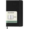 Moleskine Agenda Settimanale con Spazio per Note 12 Mesi 2024, Agenda 2024, Formato Pocket 9x14, Copertina Rigida e Chiusura Elastica, Colore Nero