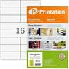 Printation 1600 Etichette adesive (105x37mm) stampabili - Printation | 100 fogli A4 con 2x8=16 etichette autoadesive, etichette per indirizzi e per spedizioni - per stampanti laser e inkjet