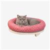 PERCORSIPERGATTI.IT Cuccia per Gatti Tonda da Parete in Legno d'Abete PEFC Artigianale, con Cuscino Rosso Lavabile, Mensola per Gatti Super Robusta per Dormire, Gioco e Relax, Fino a 20 kg - Percorsopergatti