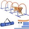 PawHut Set Agility Dog con 4 Archi Componibili e Borsa da Trasporto, Attrezzatura Agility Dog Percorso per Addestramento in PE e ABS, 88x64x95 cm, Blu e Arancione