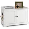 COSTWAY Mobile per Lettiera per Gatti, Casetta per Gatti con Tiragraffi, Divisorio Regolabile, Ante e Ingresso Laterale, Mobiletto Versatile e Moderno per Salotto, 75 x 51 x 53 cm, Bianco