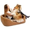 CopcoPet Cuccia ortopedica per cani di taglia media, cuscino ovale, lavabile, per cani di taglia grande, con bordi rialzati, rivestimento rimovibile e lavabile, 100 x 80 cm, marrone chiaro, XXL