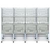 Pet's Solution - Batteria Gabbie da Cova Silver con Carrello e Accessori, per Allevamento, Riproduzione ed Esposizione Uccelli - 4 Moduli con 12 Gabbie di 60x42x43h cm