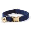 Generico Collare di gatto in velluto artificiale morbido personalizzato, Tag personalizzato del gatto, Collare del gatto inciso laser del bottone del metallo, circonferenza del collo 16-32 cm(Blu navy)