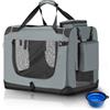 Juskys Trasportino per Cani Lassie S pieghevole e portatile 34x50x36 cm con coperta, borsa e maniglie - trasportino pieghevole per cani, gatti e animali domestici - tessuto Oxford - Grigio