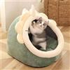 URITIS Cuccia per gatti, graziose cucce per gatti da interno, cuccia decorativa semichiusa con giocattolo appeso e batuffolo di cotone per cuccioli di gattino, adatta per cani e gatti, nidi quattro stagioni,