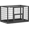 PawHut Gabbia per Cani Kennel con 3 Porte, Gabbia Box per Cani di Taglia Medio e Piccola Robusta, 94x60x64 cm, Vassoio Rimovibile e Chiusura Sicura, per Interno ed Esterno, Nero