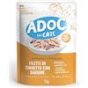Adoc - Cibo Umido per Gatti Adulti con Filetti di Tonnetto Naturale e Sardine - 20 bustine da 70gr