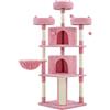Soberine Albero Tiragraffi per Gatti 175 cm Albero Multilivello con Trespolo per Gatti con Cestino Palline e Grotte Gioco Giocattolo Rosa