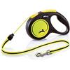 FLEXI Croci Flexi New Neon Cord, Guinzaglio per cani allungabile riflettente, taglia M fino a 25 kg, lunghezza 5 Metri, Nero e giallo