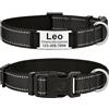 MENKËLL - Collare personalizzato per cani, gatti regolabile e riflettente, in nylon resistente, con incisione laser targhetta in metallo, nome, indirizzo, varie misure (NERO, S: 33-43cm)